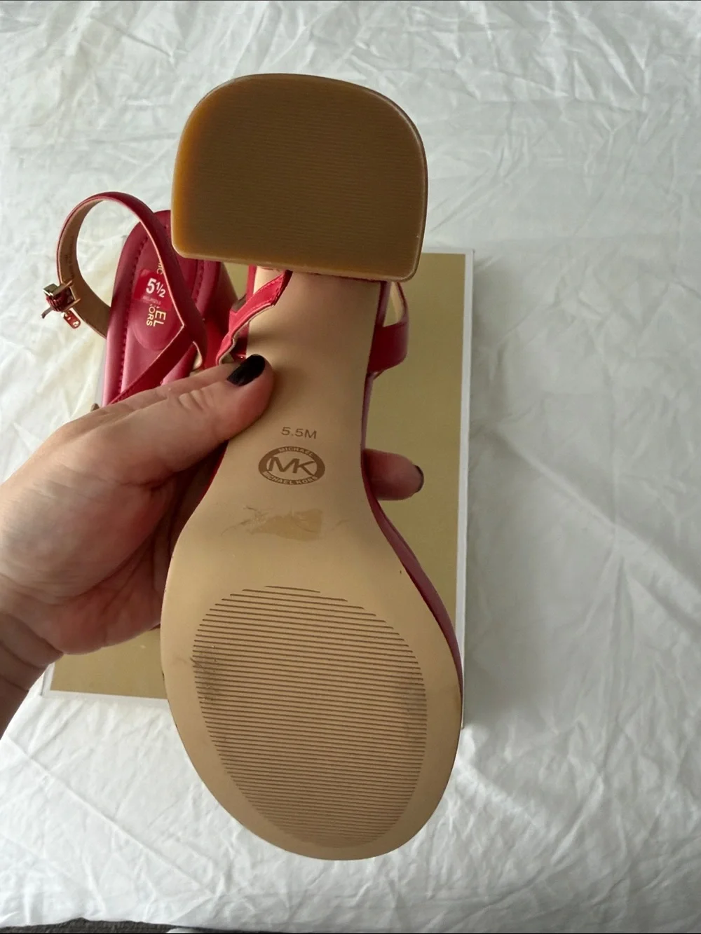 Michael Kors Red Platform Block Heel Sandals